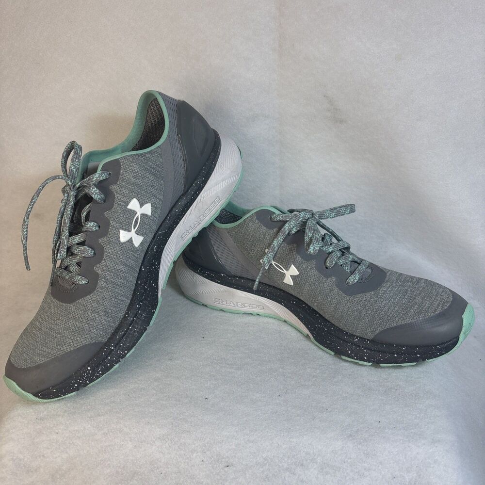 Under Armour Charged Escape Womens 8.5 Grey Teal Running Shoes Sneaker